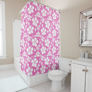 HAWAIIAN HULA (HIBISCUS) PINK SHOWER CURTAIN