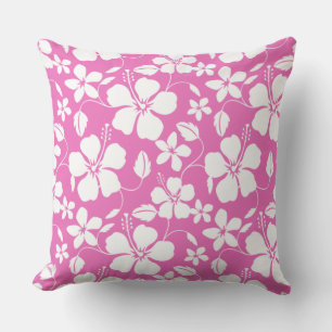 HAWAIIAN HULA (HIBISCUS) PINK THROW PILLOW