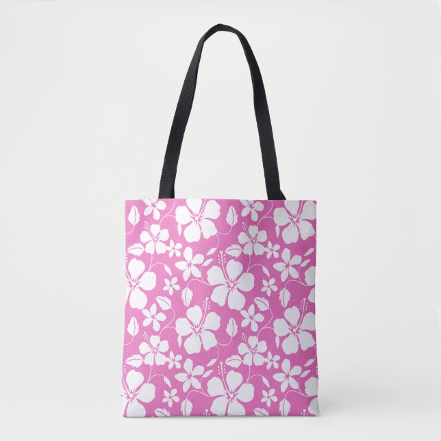 HAWAIIAN HULA (HIBISCUS) PINK TOTE BAG (Front)