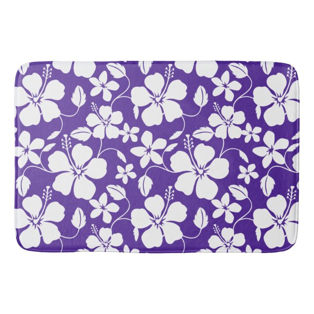 HAWAIIAN HULA (HIBISCUS) PURPLE BATH MAT (Front)