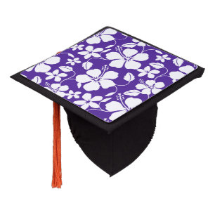 HAWAIIAN HULA (HIBISCUS) PURPLE GRADUATION CAP TOPPER