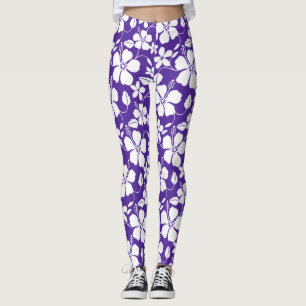 HAWAIIAN HULA (HIBISCUS) PURPLE LEGGINGS
