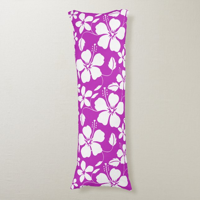 HAWAIIAN HULA (HIBISCUS) RASPBERRY BODY PILLOW (Front Vertical)