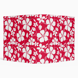 HAWAIIAN HULA (HIBISCUS) RED 3 RING BINDER