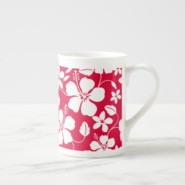 HAWAIIAN HULA (HIBISCUS) RED BONE CHINA MUG (Right)