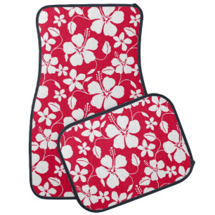 HAWAIIAN HULA (HIBISCUS) RED CAR FLOOR MAT