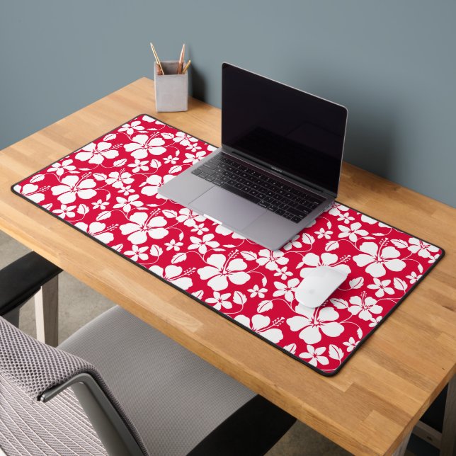 HAWAIIAN HULA (HIBISCUS) RED DESK MAT (Office 2)