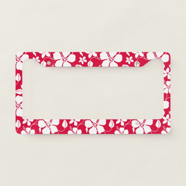 HAWAIIAN HULA (HIBISCUS) RED LICENSE PLATE FRAME (Front)