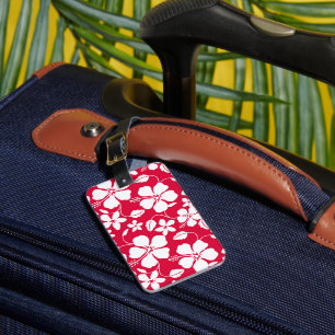 HAWAIIAN HULA (HIBISCUS) RED LUGGAGE TAG