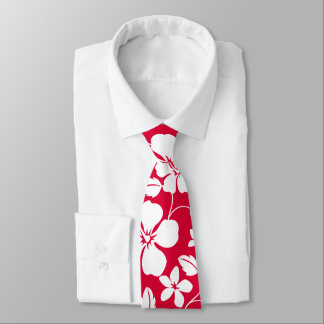 HAWAIIAN HULA (HIBISCUS) RED NECK TIE
