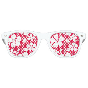 HAWAIIAN HULA (HIBISCUS) RED RETRO SUNGLASSES