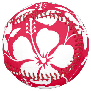 HAWAIIAN HULA (HIBISCUS) RED SOFTBALL