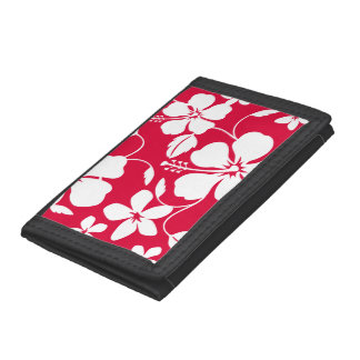 HAWAIIAN HULA (HIBISCUS) RED TRIFOLD WALLET