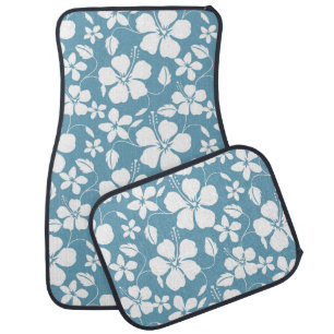 HAWAIIAN HULA (HIBISCUS) SLATE BLUE CAR FLOOR MAT