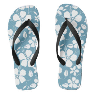 HAWAIIAN HULA (HIBISCUS) SLATE BLUE FLIP FLOPS
