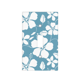HAWAIIAN HULA (HIBISCUS) SLATE BLUE LIGHT SWITCH COVER