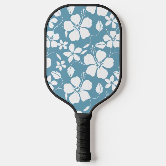 HAWAIIAN HULA (HIBISCUS) SLATE BLUE PICKLEBALL PADDLE (Front)