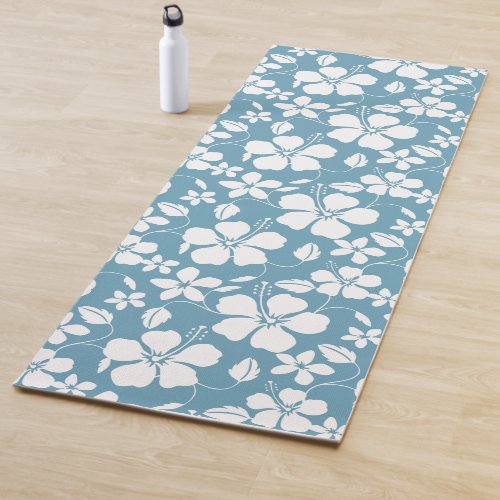 HAWAIIAN HULA HIBISCUS SLATE BLUE YOGA MAT