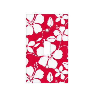 HAWAIIAN HULA (HIBISCUS) STRAWBERRY RED LIGHT SWITCH COVER