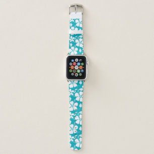 HAWAIIAN HULA (HIBISCUS) TEAL APPLE WATCH BAND
