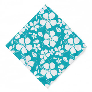 HAWAIIAN HULA (HIBISCUS) TEAL BANDANA