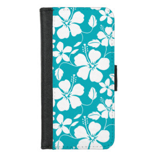 HAWAIIAN HULA (HIBISCUS) TEAL iPhone 8/7 WALLET CASE