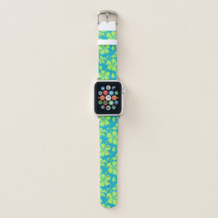 HAWAIIAN HULA (HIBISCUS) TEAL LIME APPLE WATCH BAND