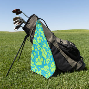 HAWAIIAN HULA (HIBISCUS) TEAL LIME GOLF TOWEL
