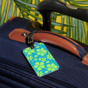 HAWAIIAN HULA (HIBISCUS) TEAL LIME LUGGAGE TAG