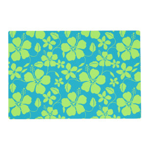 HAWAIIAN HULA (HIBISCUS) TEAL LIME PLACEMAT