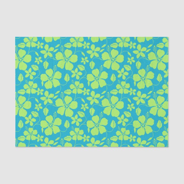 HAWAIIAN HULA (HIBISCUS) TEAL LIME TISSUE PAPER (Front)