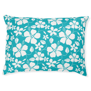 HAWAIIAN HULA (HIBISCUS) TEAL PET BED