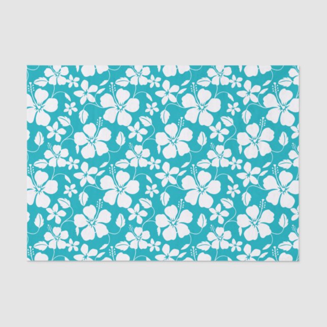 HAWAIIAN HULA (HIBISCUS) TEAL TISSUE PAPER (Front)