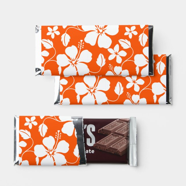 HAWAIIAN HULA (HIBISCUS) VERY ORANGE HERSHEY BAR FAVORS (Front)