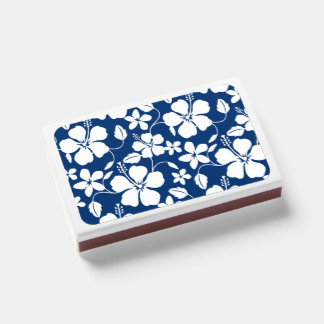 HAWAIIAN HULA (HIBSICUS) PATTERN IN NAVY MATCHBOXES