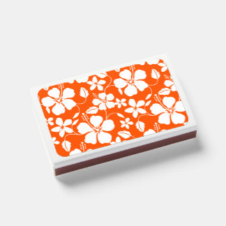 HAWAIIAN HULA (HIBSICUS) PATTERN IN ORANGE MATCHBOXES