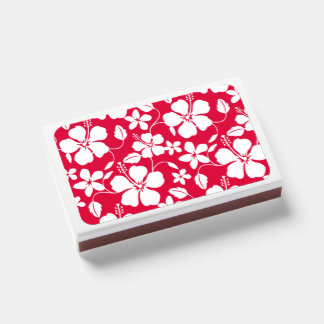 HAWAIIAN HULA (HIBSICUS) PATTERN IN RED MATCHBOXES