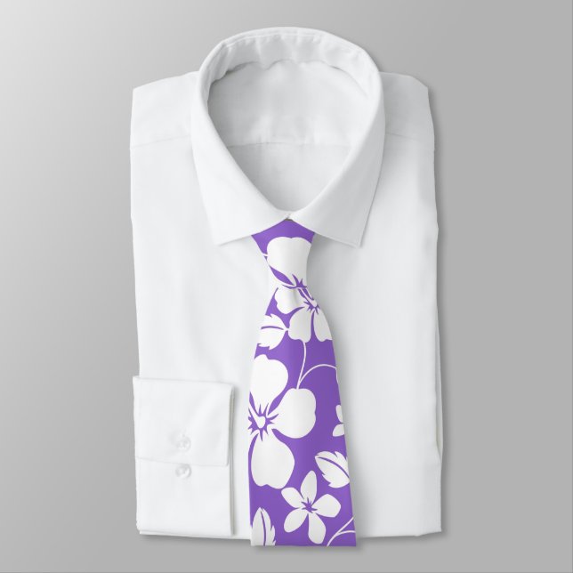 HAWAIIAN HULA (LIGHT PURPLE) NECK TIE (Tied)