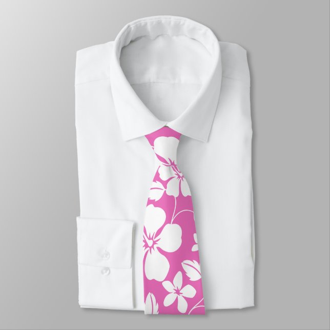 HAWAIIAN HULA (PINK) NECK TIE (Tied)