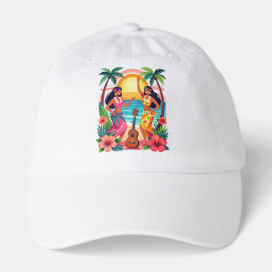 Hawaiian Hula Sunset Beach Tropical Dance Art Hat