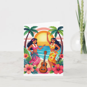 Hawaiian Hula Sunset Beach Tropical Dance Art Invitation