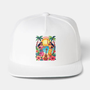 Hawaiian Hula Sunset Beach Tropical Dance Art Snap Back Hat