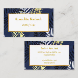 HAWAIIAN INSPIRED NAVY BLUE GOLD BUSINESS CARD
