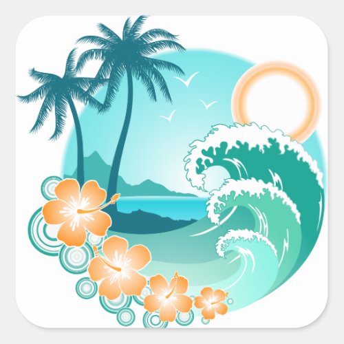 Hawaiian Island 1 Square Sticker