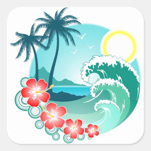 Hawaiian Island 2 Square Sticker