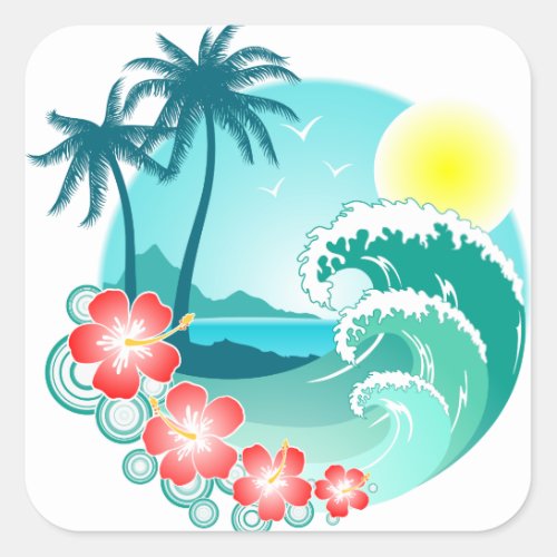 Hawaiian Island 3 Square Sticker