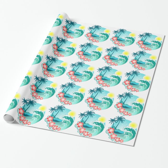 Hawaiian Island 3 Wrapping Paper (Unrolled)