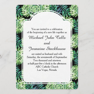 Hawaiian Island Beach Wedding Monsterra Deliciosa Invitation