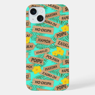 Hawaiian Island Beaches on Blue iPhone 15 Plus Case