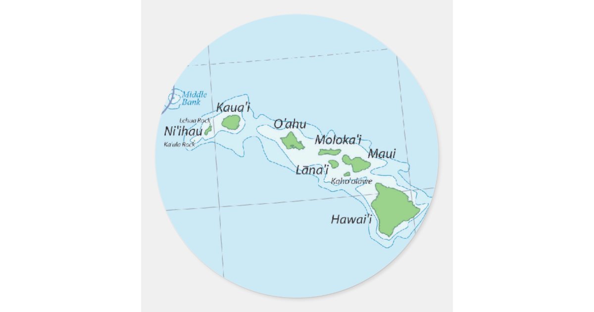 Hawaiian Island Chain Map Classic Round Sticker Zazzle